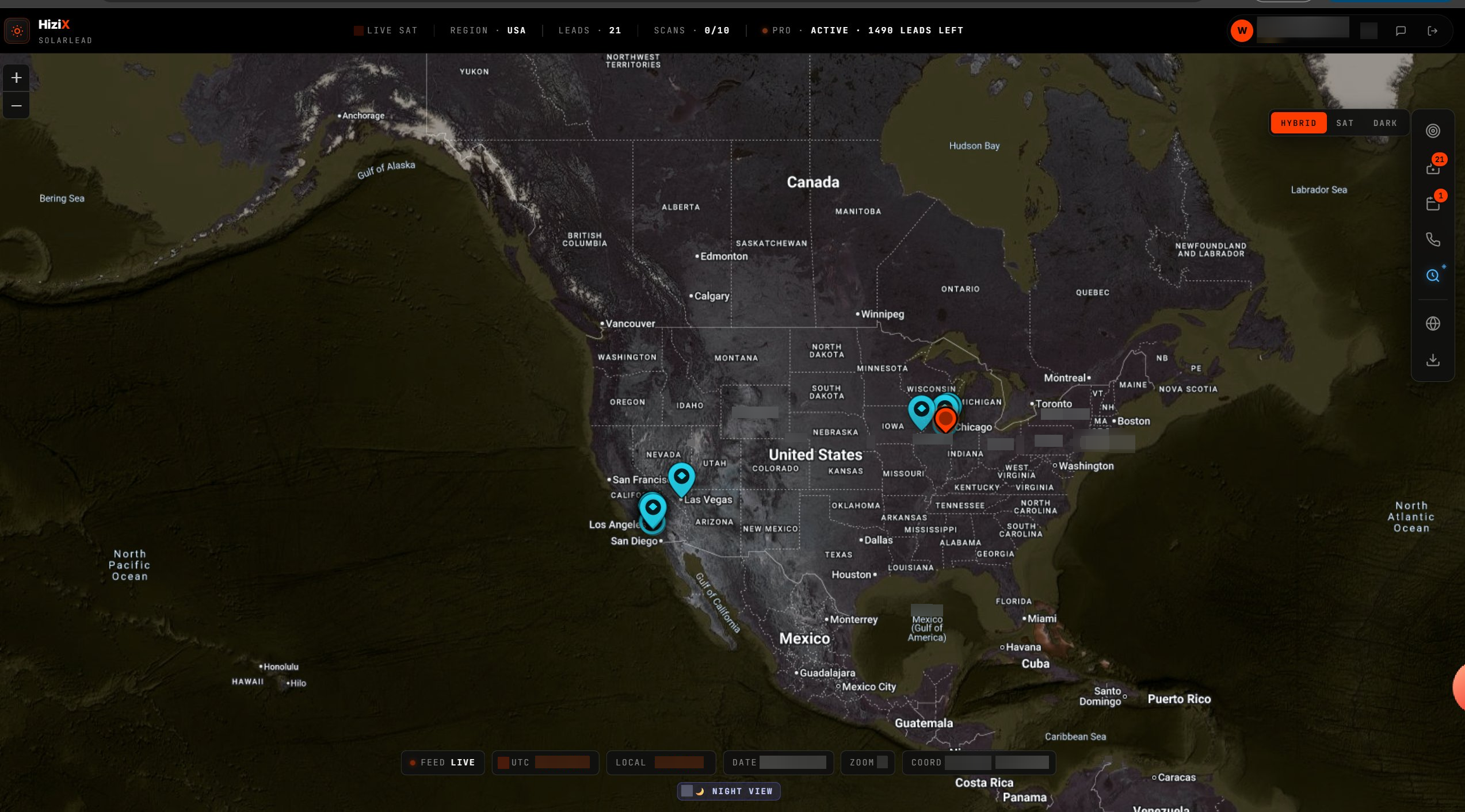 SolarLead Command Center — live satellite map