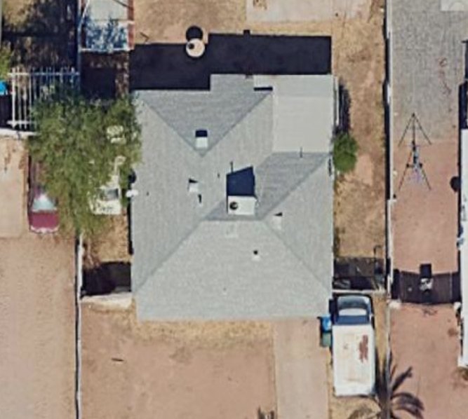 HiziX satellite view — clean rooftop with no solar panels, ideal candidate for installation